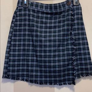 Urban Outfitters navy plaid wrap skirt